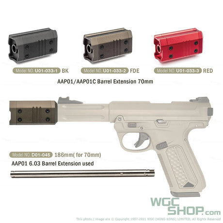 ACTION ARMY 70mm Barrel Extension for AAP-01 / AAP01C GBB Airsoft - WGC Shop