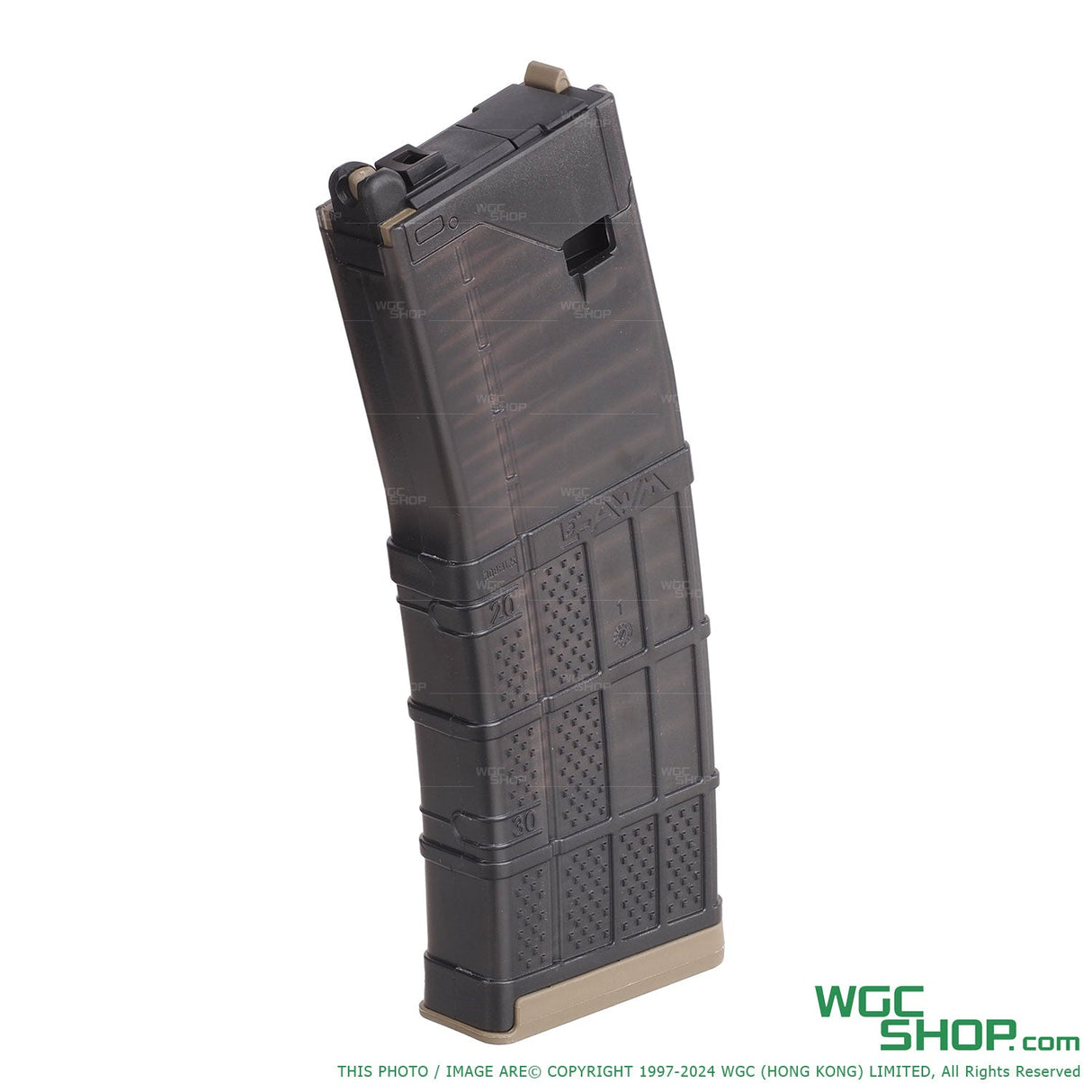 ANGRY GUN EMG Lancer Systems Licensed L5AWM V2 MWS Gas Airsoft Magazine ( 300 Translucent Smoke )