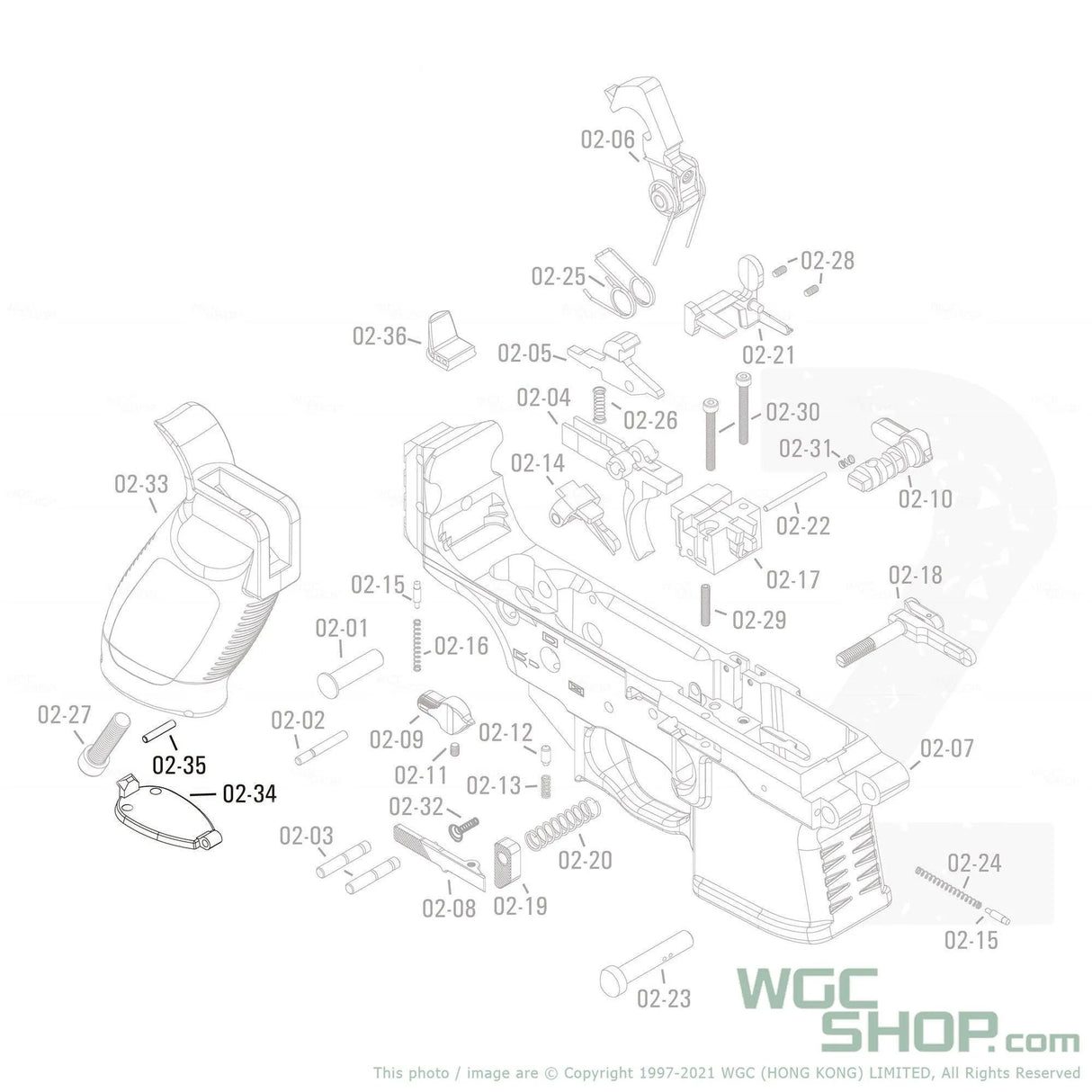 APFG Original Parts - MPX GBB Grip Base Plate with Pin ( 02-34 / 02-35 ) - WGC Shop