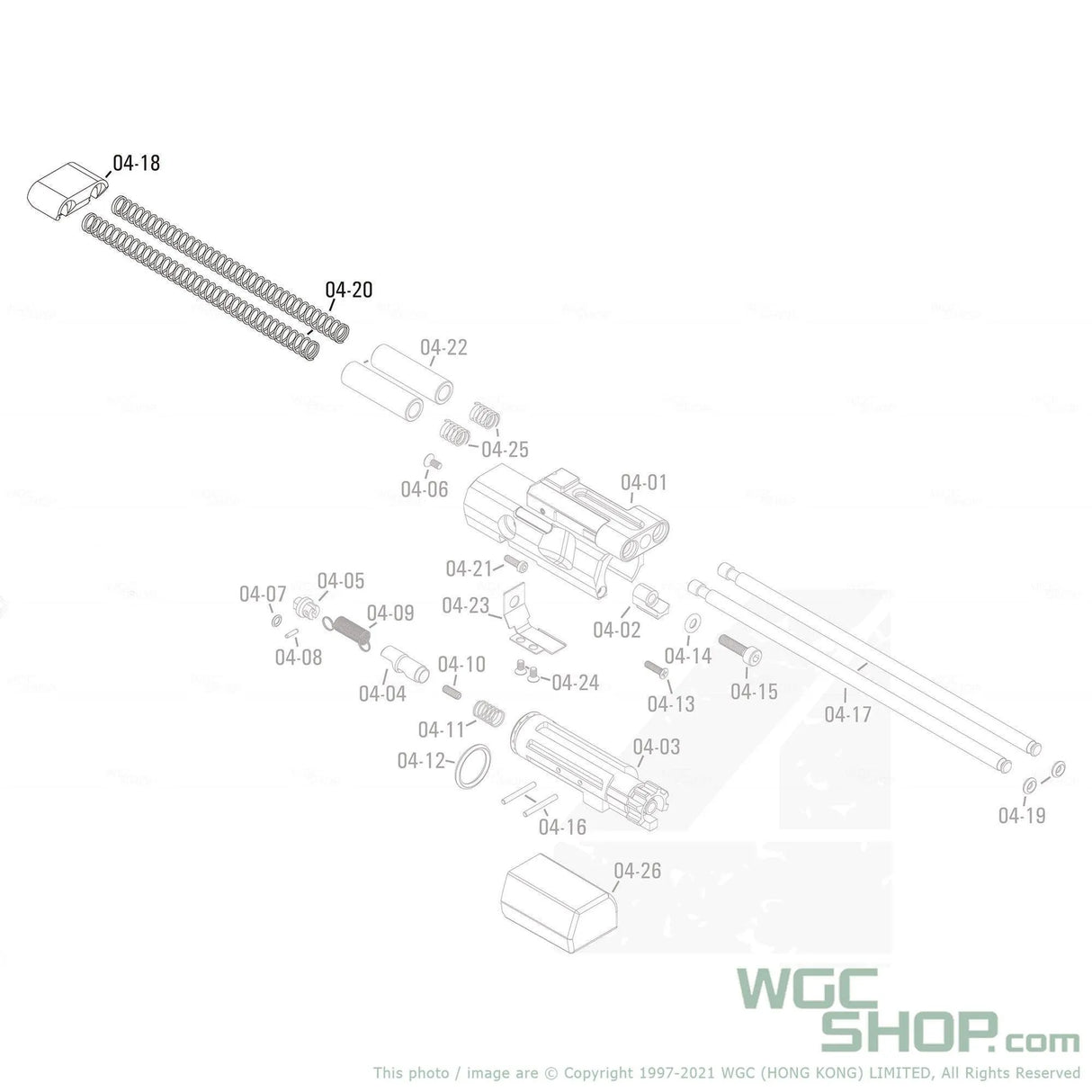 APFG Original Parts - MPX GBB Recoil Rod Base and Hammer Spring ( 04-20 / 04-18 ) - WGC Shop