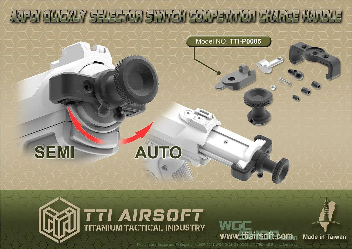 TTI AIRSOFT Selector Switch Competition Charge Handle for AAP-01 - WGC Shop